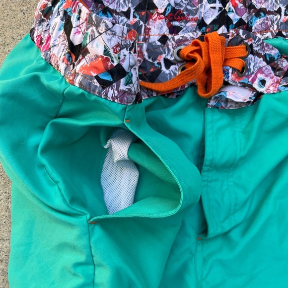 Men's Robert Graham Board Shorts Green Teal Solid 36 Beach Surf Swim Preppy Sun - Picture 8 of 16